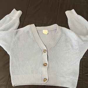 Women's Light blue  Button-Up Sweater